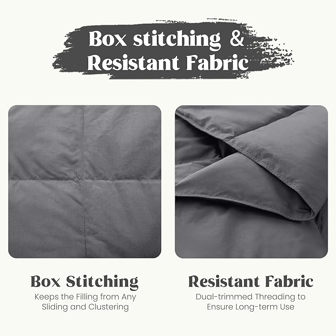 puredown® Soft Feather Down Throw Blanket Lightweight Packable Couch Throw for Indoor and Outdoor Use, Throw 50"X70", Gray, 12oz