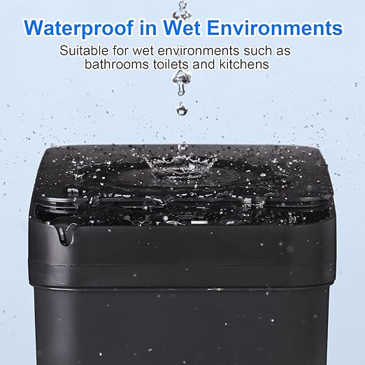 Bathroom Automatic Trash Can 3 Pack 2.2 Gallon Motion Sensor Touchless Small Slim Garbage Can with Lid Smart Electric Narrow Garbage Bin for Bedroom Living Room Office Kitchen (Black)