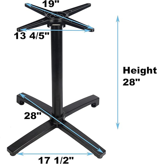 Restaurant X-Table Base (28") with Flip Top Mechanism - Aluminum, Folding Multi-Purpose, Nesting Storage, Dining Height (Black)