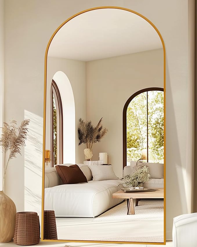Floor Mirror, 78"×38" Full Length Mirror with Stand for Bedroom Living Room, Gold