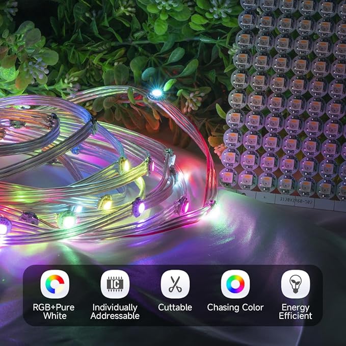 BTF-LIGHTING SK6812(WS2812B) RGBW LED Chips 200PCS RGB+Natual White Individually Addressable 5050SMD Module Pixels Light DC5V White PCB Chasing Dream Color for Christmas(No Adapter or Controller)