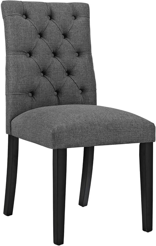 Modway Duchess Modern Tufted Button Upholstered Fabric Parsons Four Dining Chairs in Gray