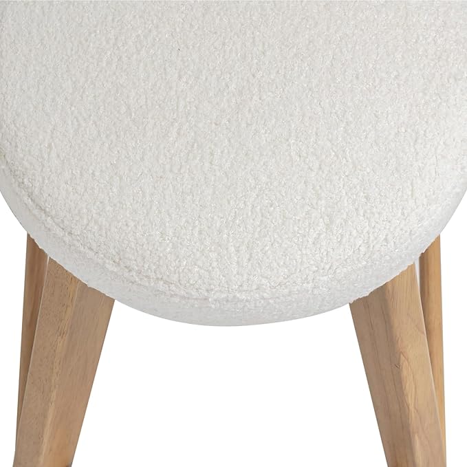 Nathan James Amalia Bohemian Swivel Bar Stool, Backless Counter Height Boucle Counter Stool with Solid Wood Legs and Upholstered Seat, White Oak