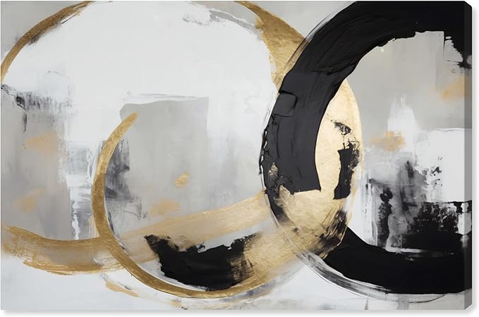 Art Remedy Another Dimension Canvas Modern Black White Abstract Wall Art, Gallery Wrapped, 54" x 36"