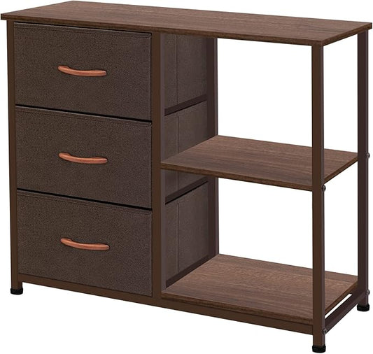 AZL1 Life Concept Rustic Brown Fabric Dresser, 4 Drawer Organizer Unit with 2 Shelves, Storage Chest for Bedroom, Entryway, Hallway, Living Room, Office, Coffee