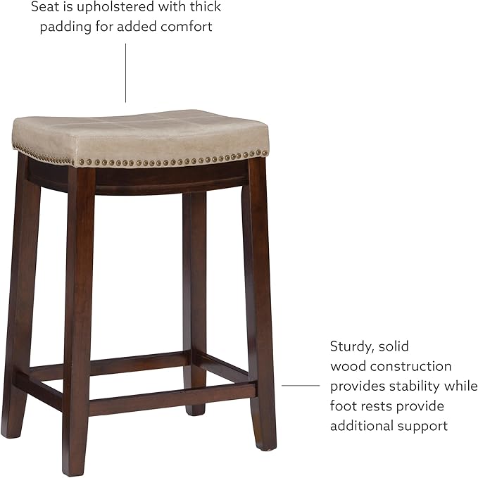 Linon Backless Counter Stool, Brown