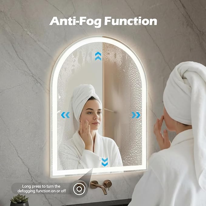 Simple Deluxe 24x32 inch Arched Mirror for Bathroom Vanity Mirror or Wall Decor, Arch Mirror Brushed Metal Frame, Wall Mounted Mirror for Bathroom LivingRoom Bedroom Entryway(24''×32'')