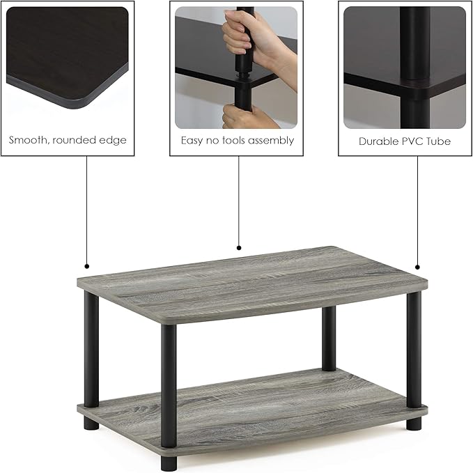 Furinno Turn-N-Tube Printer Stand with Storage, 2-Tier Printer Table, Under Desk Printer Stand, for CPU, Office Supplies, Home Office, French Oak