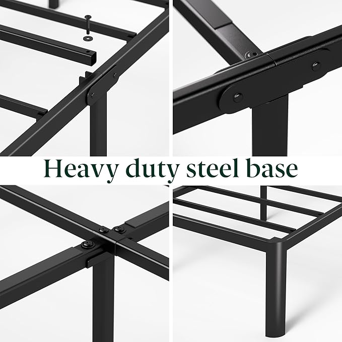 Zinus Van 16 Inch King Metal Platform Bed, Steel Slat Support, No Box Spring Needed, Eco Friendly WonderBox Packaging, Easy Assembly, Black