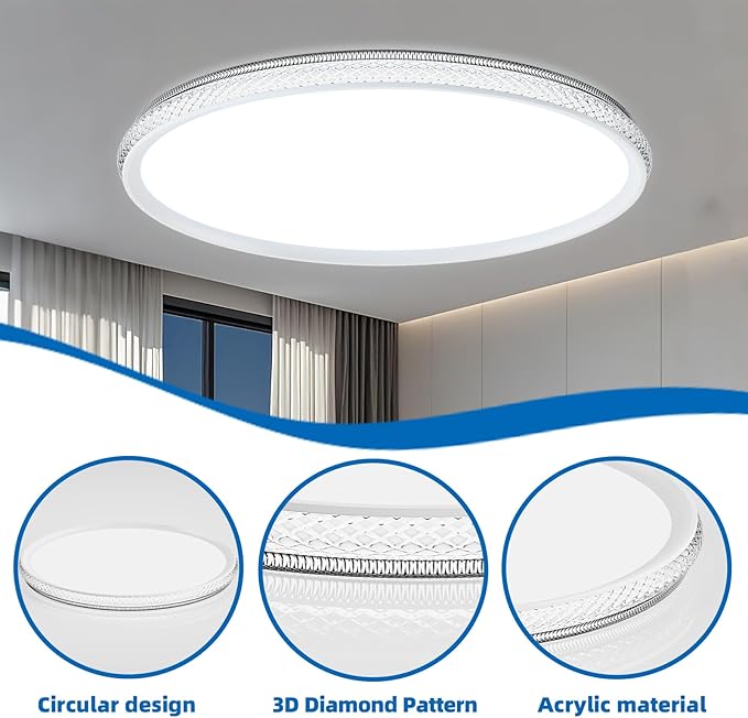 Led Ceiling Light Flush Mount,Bedroom Lights for Ceiling,led Kitchen Ceiling Light,Dimmable 35W 4000LM,5CCT Selectable Color Temperature,15 in for Living Room,Office,Hallway,Bedroom,Kitchen