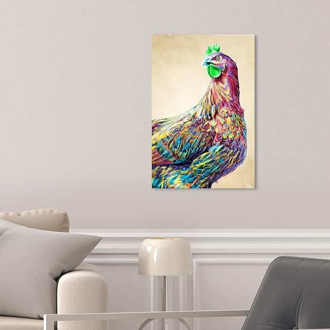 The Oliver Gal Artist Co. Fun Colorful Glam Rooster Canvas Art, 12" x 12"