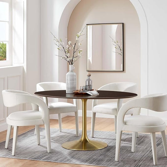 Modway Lippa Dining Table, 60", Gold Cherry Walnut