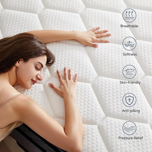 Queen Mattresses,10 Inch Queen Size Mattress in A Box, Memory Foam Hybrid Mattress with Individual Pocket Spring for Motion Isolation & Strong Edge Support, Stress & Pressure Relief,CertiPUR-US