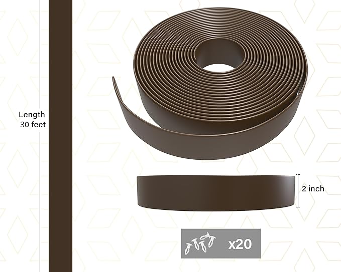30' ft Vinyl Strap Outdoor Patio Lawn Furniture Repair Strap Strapping 2 Inch Wide Vinyl Strapping Replacement Straps for Patio Chairs Outdoor Lawn Furniture Repair Strap (Dark Brown) + 20 Rivets