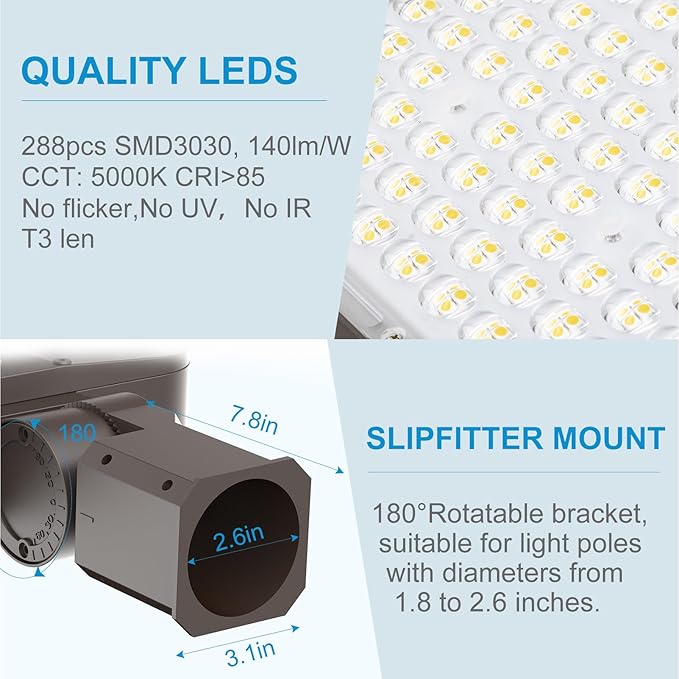 Lightdot 400W Parking Lot Lighting 60000Lm(150Lm/W) LED Parking Lot Lights Commercial with Smart Photocell Dusk to Dawn 5000K Street Light with SlipFitter Mount for Driveway,Yard,Parking Lot- 2Pack
