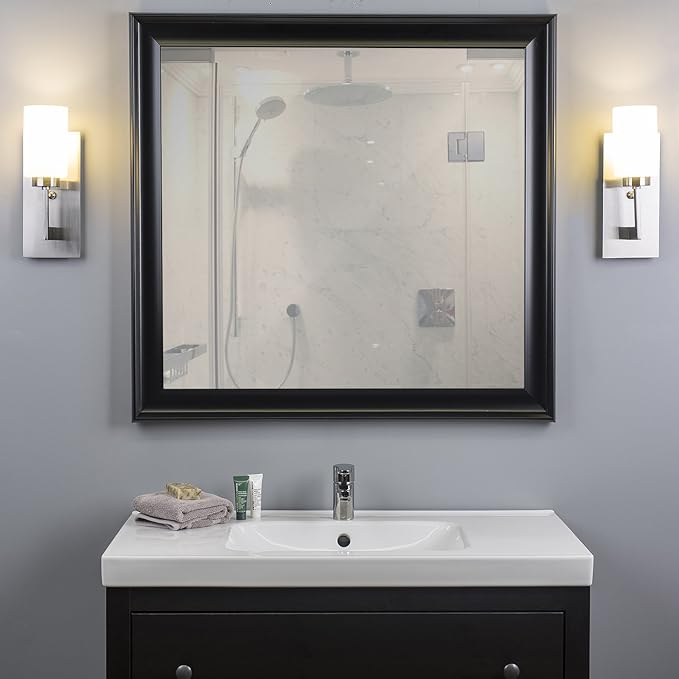 Linea di Liara Brio Brushed Nickel Sconce Frosted Glass Shade Modern Sconces Wall Lighting Fixture Bathroom Wall Sconce Vanity Wall Sconce and Hallway Wall Light Fixtures, UL Listed