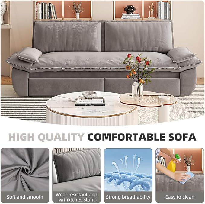 KEIKI 73.2" Queen Sleeper Couch, 3-in-1 Convertible Pull Out Sofa Bed with Adjustable Backrest, Modern Velvet Loveseat Sofa for Office Lounge Studio Apartment Multi Functional Furniture