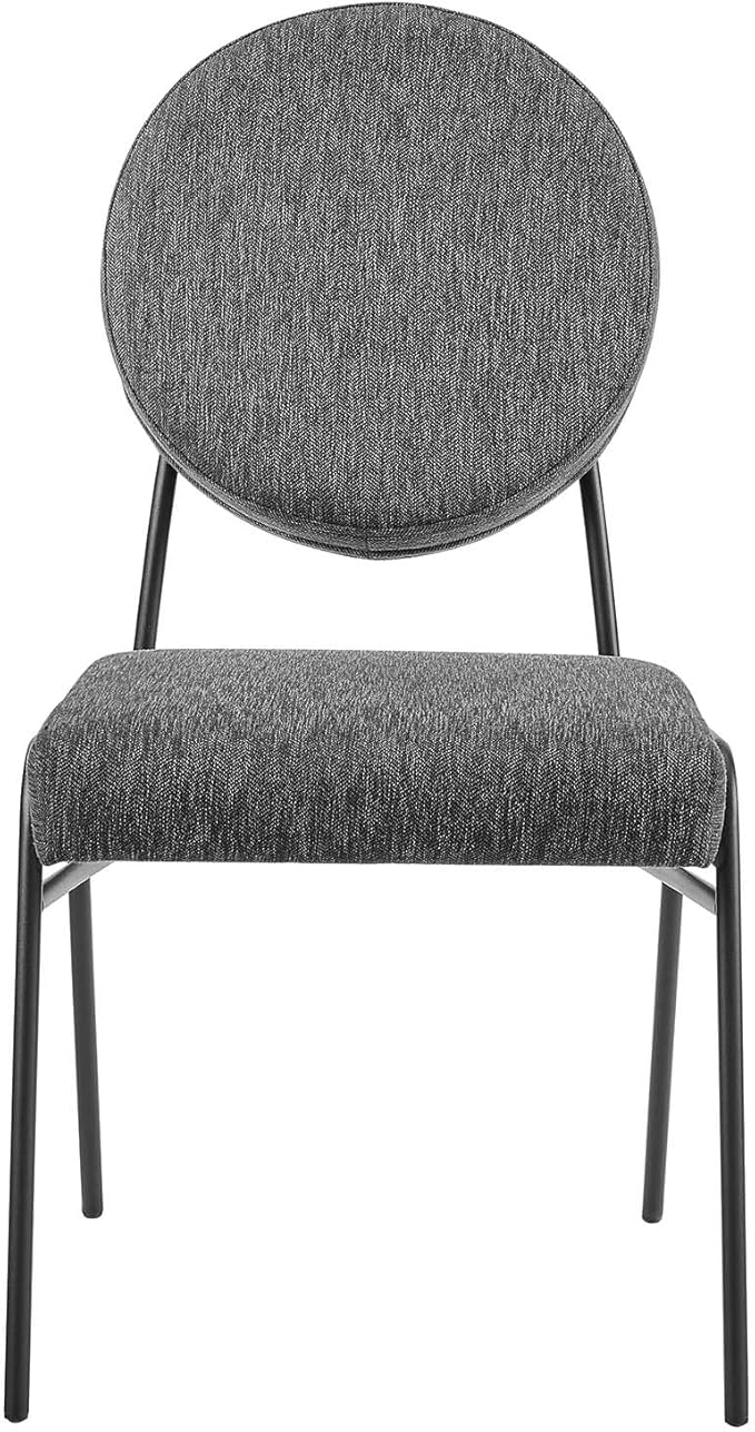 Modway Craft Fabric Upholstered Side Dining Chairs-Set of 2 in Black Charcoal