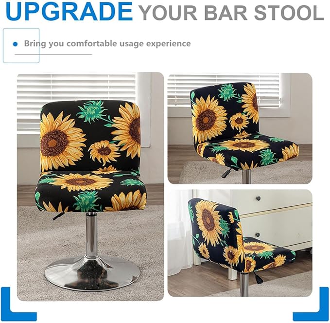 Levoberg Bar Stools Cover Set of 2 Printed Armless Swivel Barstools Slipcovers with Backs Stretch Square Counter Height Bar Stools Covers Mid Low Back Chair Cover for Kitchen Dining Room Bar #10