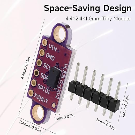 5 Pcs VL53L0X Lidar Sensor 2m Range High Precision Single-Point Distance Sensor GY-VL53L0XV2 Compact Lightweight ToF Module with I2C Interface for Arduino Raspberry Pi Robot IoT Projects Smart Homes