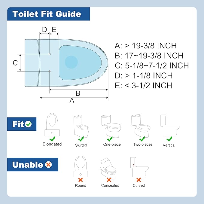 WOODBRIDGE Electronic Bidet Seat with Automatic open and close lid, Child Wash, Elongated Soft Close, White BID03