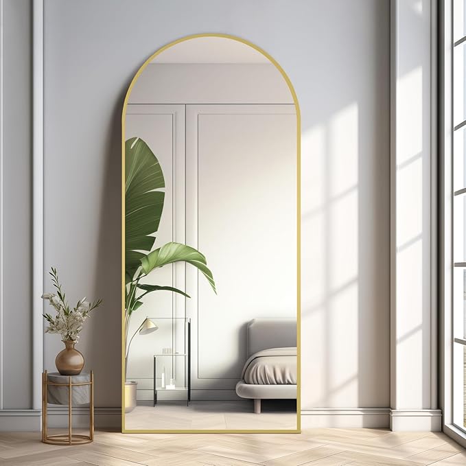 MELOMOIR Gold Mirror Full Length, 71"x32" Arched Floor Mirror for Bedroom, Living Room - Free Standing Hanging or Leaning