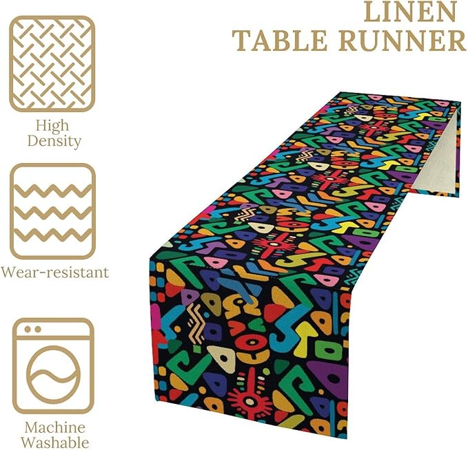African Table Runner Abstract Geometry Nationality Tribe Table Runner for Kitchen Party Home Dining Room Table 13x36in