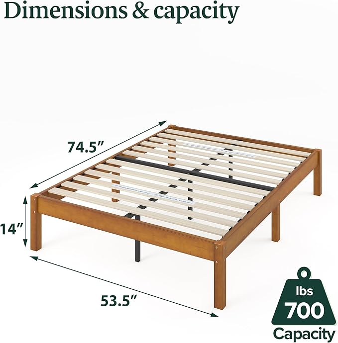 Zinus Ellie 14 Inch Full Bamboo Platform Bed Frame, Wood Slat Support, No Box Spring Needed, Easy Assembly, Brown