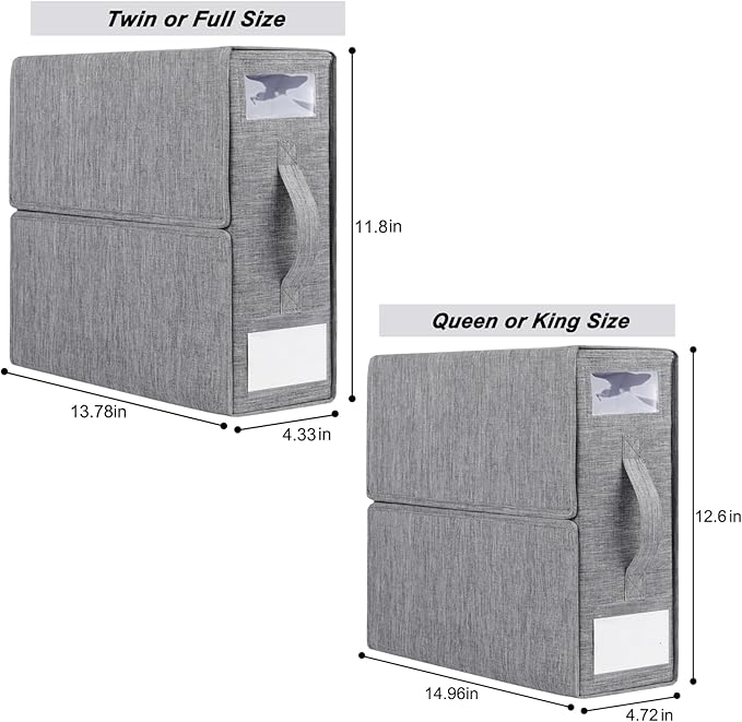Cosybreeze Bed Sheet Organizers and Storage, Foldable Bed Sheet Set 4 Pack Twin/Full/King/Queen Size Organizing Bedding Container Linen Closet Organizer for Duvet Covers Clothes Towels, Grey
