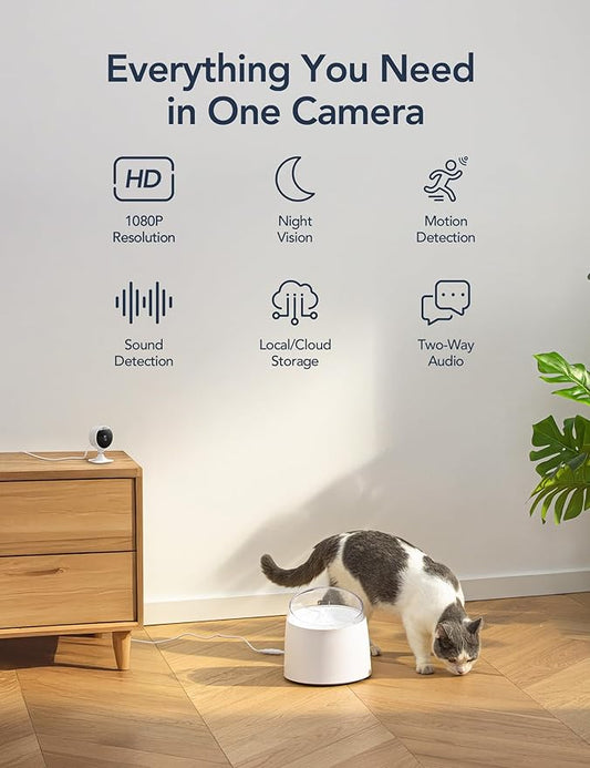 GNCC Only 2.4GHz Indoor Security Camera, 1080P Cameras for Home Security, Motion Detection, Two-Way Audio, Night Vision, Dog Camera with App, Easy Install, Cloud Storage Subscription Required(2-Pack)