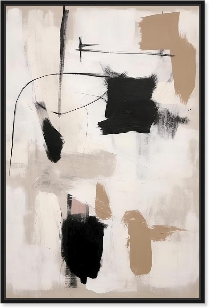 Art Remedy Strings in Abstraction Canvas Muted Abstract Wall Art, Black Frame, 20" x 30"