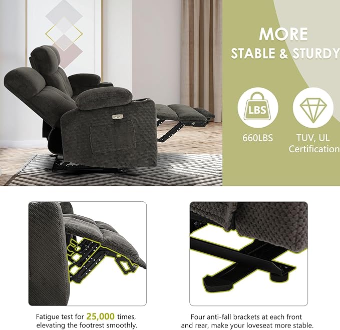 Power Reclining Sofa Set, 2 Pieces Reclining Living Room Set, Power Reclining Sofa and Loveseat Set, Recliner Sofa Set with Massage/Storage/Cup Houlder/USB Port for Living Room