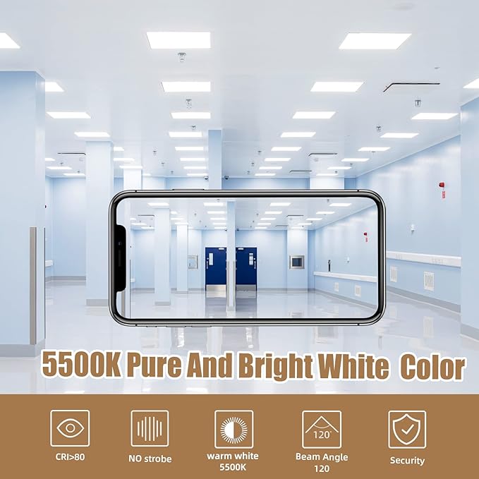 6 Pack 2x2 LED Flat Panel Light 45W,5800LM, Edge-Lit 2x2FT LED Panel Drop Ceiling Light Fixtures,5000K Daylight White,0-10V Dimmable Troffer Lights,Works from 110-277V AC