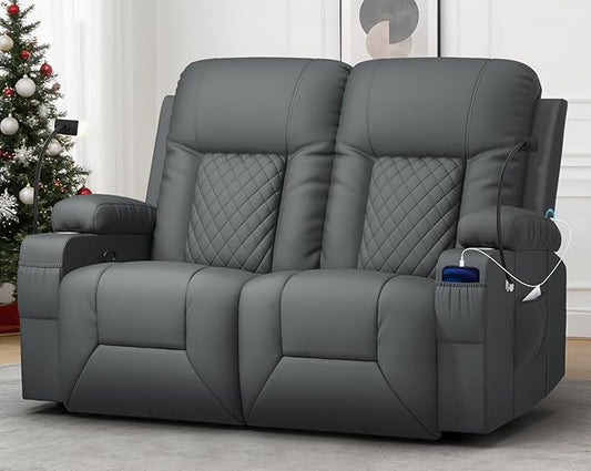 YONISEE Loveseat Recliner, Loveseat Recliner Sofa with Storage, Recliner Chair with USB Ports, 2 Cell Phone Holders, Cup Holder, Loveseat Couch for Living Room Home Theater Seating
