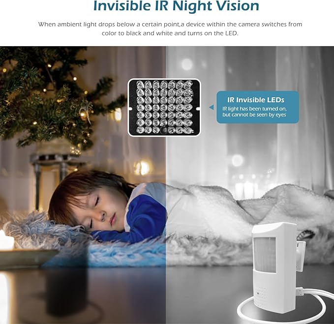 Audio 4MP(1440P) 3.7mm Lens Night Vision Mini IP 940nm Infrared IR led PIR Style P2P Indoor POE Motion Detector Security Camera for NVR/RSTP(NOT Wireless)