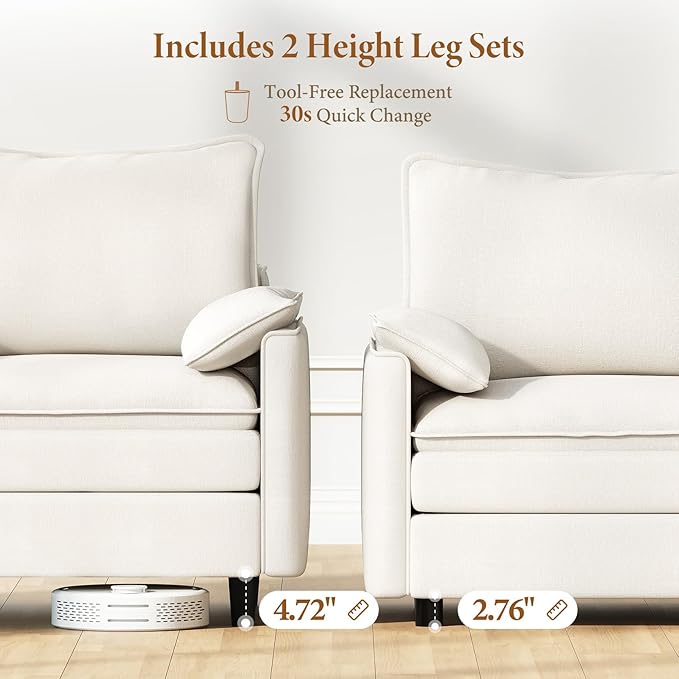 Vesgantti 135" U Shaped Modular Sectional Sofa, Oversized Cloud Couch with Ottoman Deep Seat Chenille Cloud Sofa, Large Sectional Couches Set for Living Room, Bedroom and Apartment, Green | Sink-in Comfort, Height Adjustable, Easy Rearrangement, Extra-...