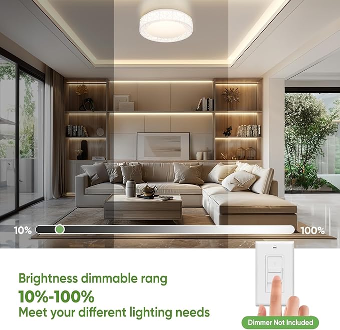 20 Inch Flush Mount Ceiling Light, Modern White LED Ceiling Light Fixture, 42W 4000LM 2700-6500K Adjustable, Dimmable Ceiling Lights for Bedroom, Kitchen, Hallway, Bathroom, ETL Listed