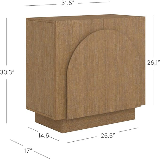 Nathan James Iris Mid-Century Modern Wood Sideboard Storage Accent Cabinet, with Arched Doors and Adjustable Shelves for Kitchen or Living Room