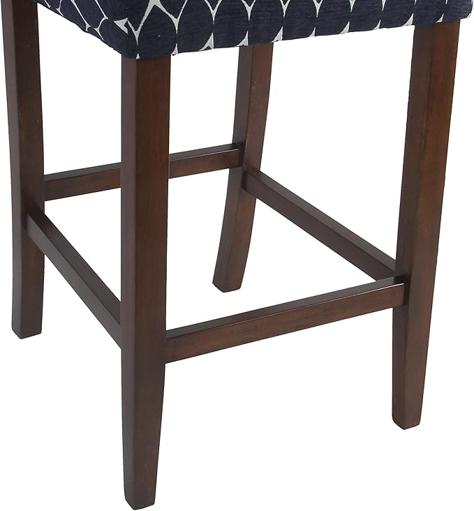 HomePop Upholstered Counter Height Barstool, 29-inch, Textured Navy