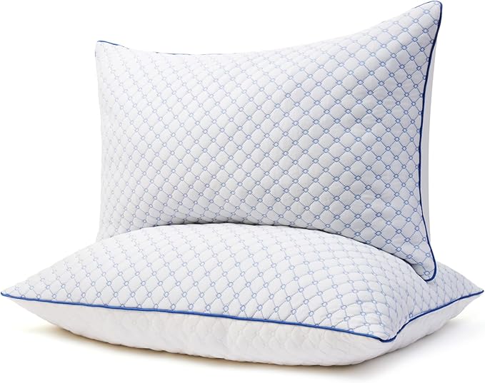 Bed Pillows Queen Size Set of 2 for Sleeping, Soft and Supportive Bed Pillows with Memory Foam Filling for Side, Back and Stomach Sleepers, Neck Supportive-Queen Size, 2 Pack