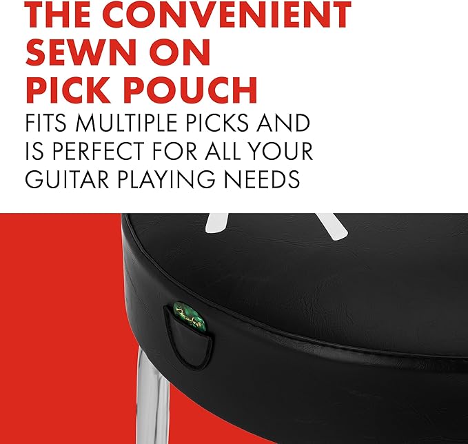 Fender Spaghetti Logo Swivel Barstool with Guitar Picks Pouch, Great Gifts for Dad, with 1 Year Limited Warranty, Simple Assembly, Black/Black, 30"