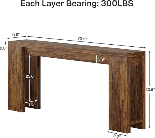 Tribesigns 70.9-Inch Extra Long Console Table, Farmhouse Wood Sofa Table Behind Couch, Narrow Entryway Accent Table for Living Room, Hallway, Entrance, Foyer, Dark Brown