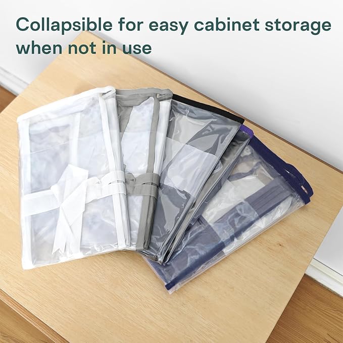 Hopack Under Bed Storage Bags Organizer, 22L Clear Storage Bags, Bags Organizer Clear Zipper Containers Bedroom, Storage Bag for Sweater, Clothes, Shoe Toy, Blanket, Sheet (Black,10PACK)