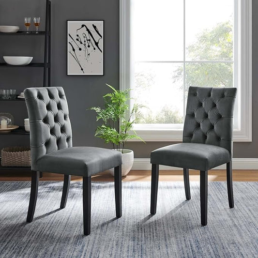 Modway Duchess Performance Velvet Set of 2 Dining Chair, Gray