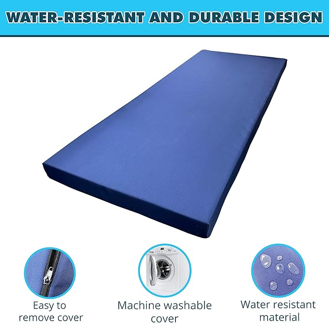 Foamma 8” x 38” x 75” Water Resistant Memory Foam RV Bunk Mattress, Firm High Density Foam Base, Comfortable and Durable Polyester Cover, Truck, Camper, Travel Trailer, Made in USA
