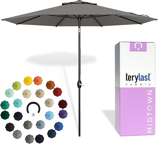 Midtown Umbrellas The Lean Patio Umbrella (Terylast Fabric - Charcoal, 8 Foot)