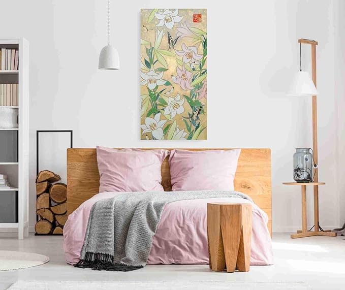 Epic Graffiti 'Lily and Butterfly' by Zigen Tanabe, Canvas Wall Art, 30"x60"