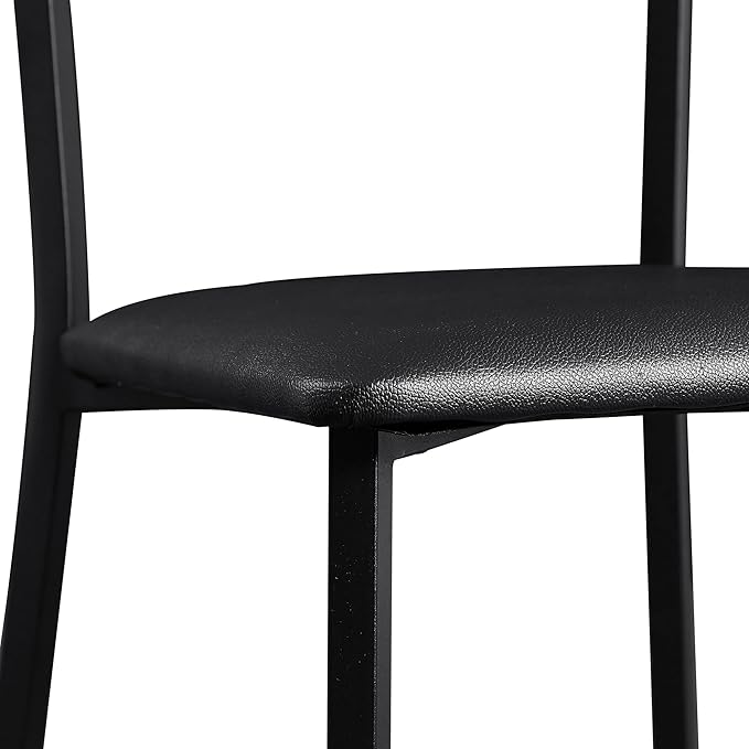 VECELO Metal Dining Chair Set of 2, Modern Armless with Cushioned Seat for Kitchen, Living Room, Black