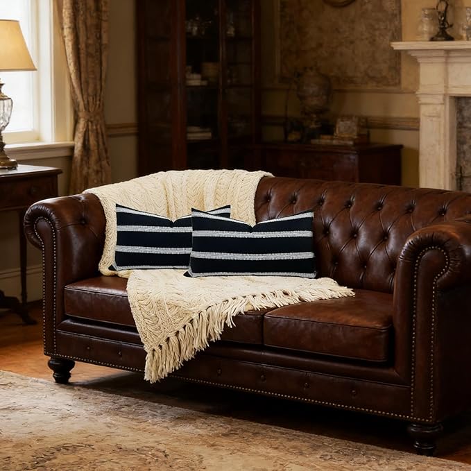 Slow Cow Pack of 2 Rectangular Patchwork Decorative Throw Pillow Cover Cushion Cover for Couch Sofa 12 x 20 inches