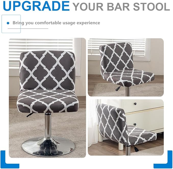 Levoberg Bar Stools Cover Set of 2 Printed Armless Swivel Barstools Slipcovers with Backs Stretch Square Counter Height Bar Stools Covers Mid Low Back Chair Cover for Kitchen Dining Room Bar #4